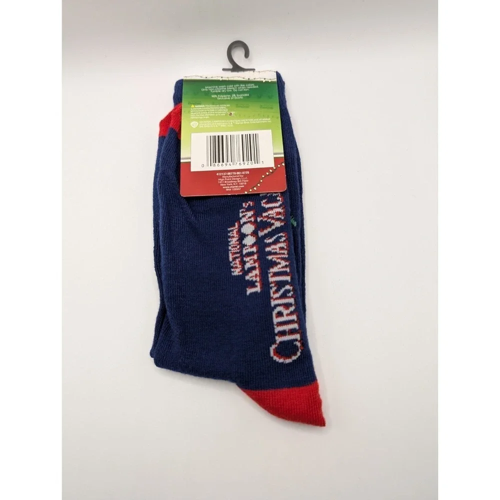 Natl Lampoon Christmas Vacation Socks One Size Men's US Size 7-12 Blue Crew NWT